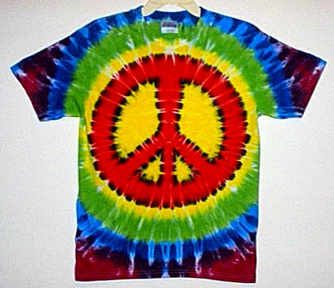 Fire Red Rainbow Peace Sign Tie-dyed Tees