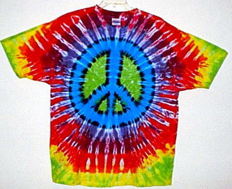 Turquoise Rainbow Peace Sign T-shirt Tie-dyes